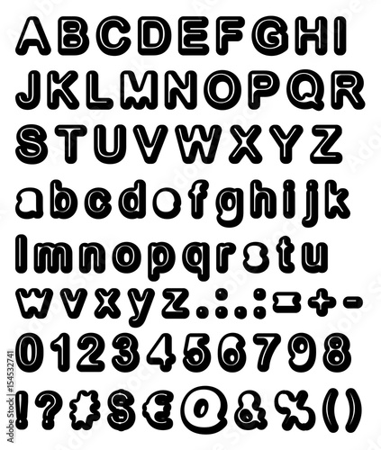 Retro Bubble Font Big   Small Letters with Signs   Numbers