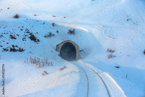Railroad tunnel in to the mountain