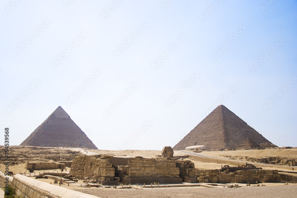 Pyramid of Khafre. View of the Giza Pyramids. Egypt. Cairo.