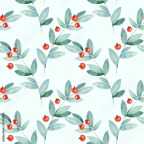 Floral seamless pattern. Watercolor leaves 1