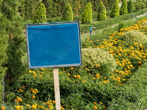 Blue Sign in the garden photo