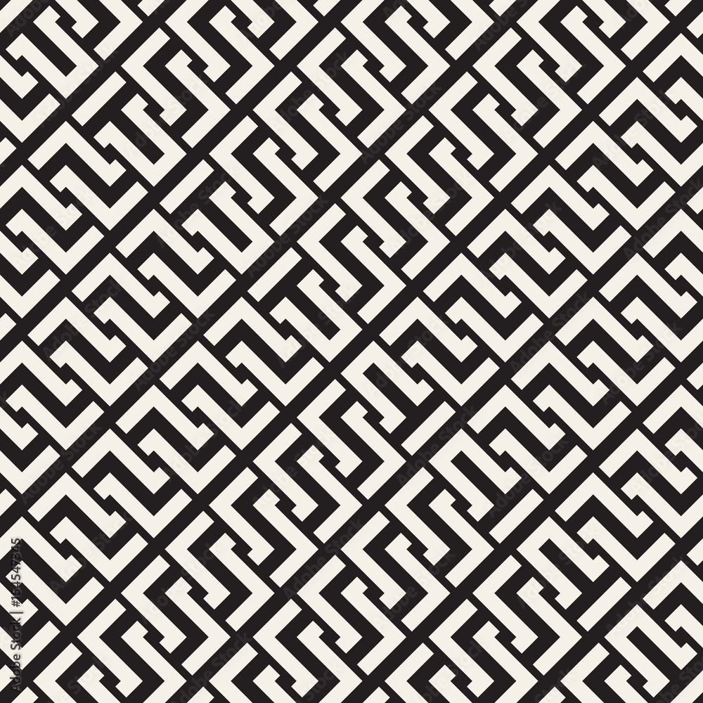 Interlacing Lines Maze Lattice. Ethnic Monochrome Texture. Vector Seamless Black and White Pattern Interlacing Lines Maze Lattice. Ethnic Monochrome Texture. Vector Seamless Black and White Pattern