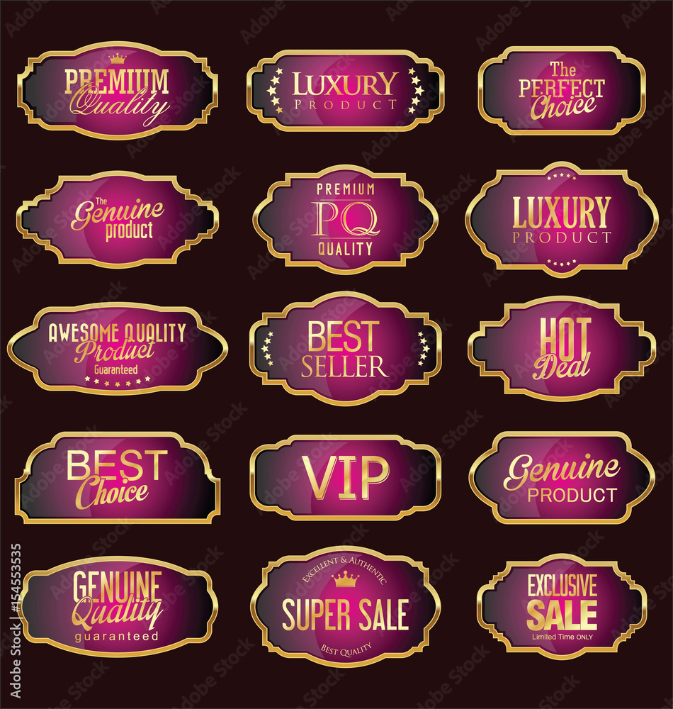 Set of luxury sales quality labels