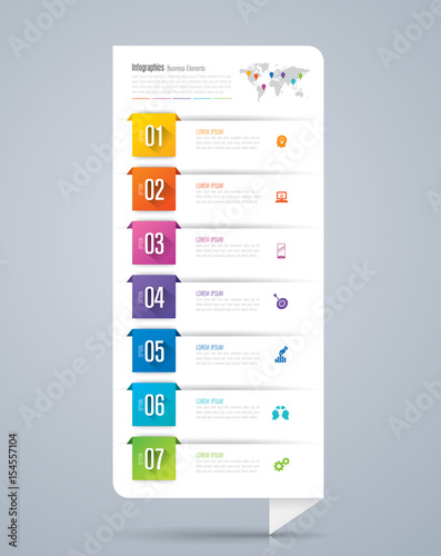 Infographics design vector and business icons with 7 options.