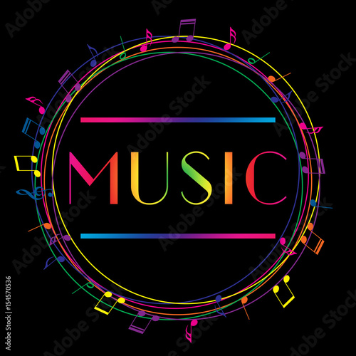 Music art logo. Street graphic style Music. Fashion stylish print. Template apparel, card, label, poster. emblem, t-shirt stamp graphics. Handwritten banner, logo or label. Colorful hand drawn phrase