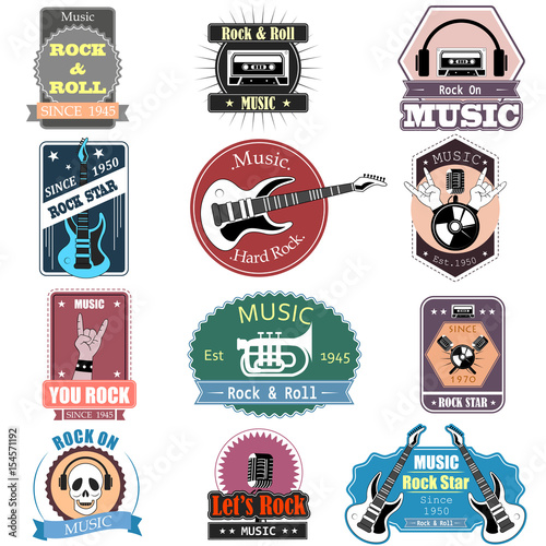 Music Rock and Roll label tag sticker for Advertisement