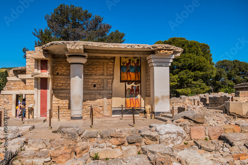 Minoan palace at Knossos, Crete, Greece. Detail of ancient ruins
