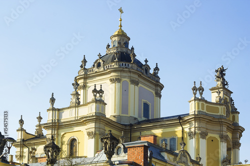 St. George's Cathedral against blue sky, Lvov, Ukraine