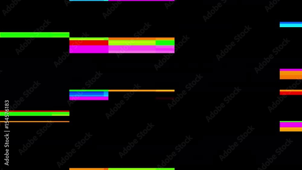 Abstract Colorful Pixel Error Glitch Video Damage on Black Background