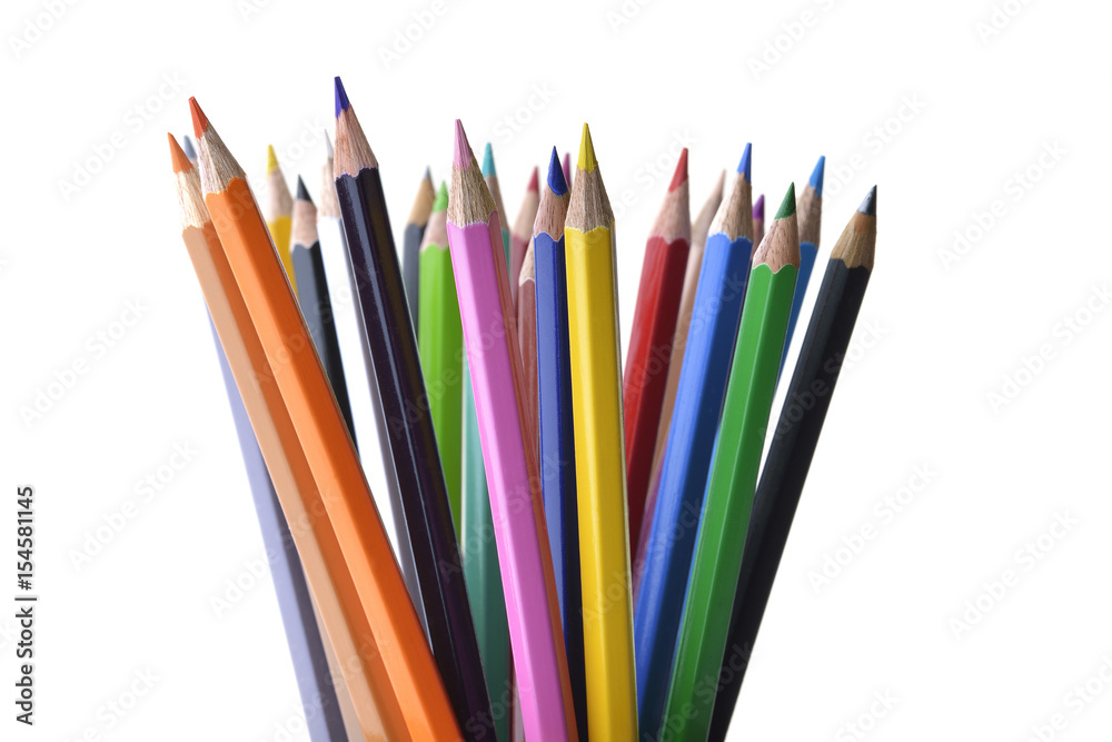 Fototapeta premium Multicolored Pencils Shot in Studio on White Background