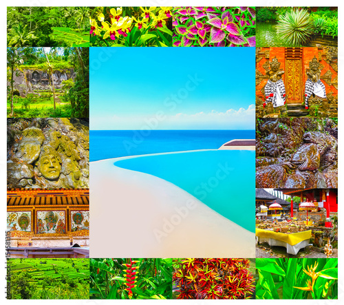 Set from images with views of Bali island