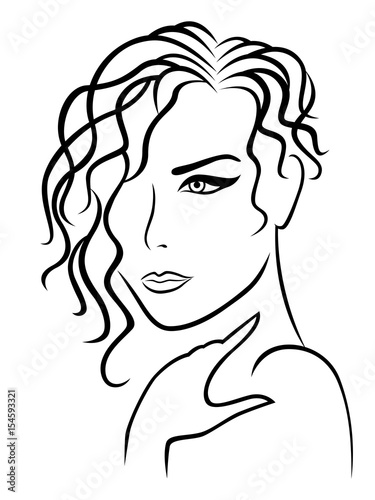 Abstract Lady with wavy and curly hair