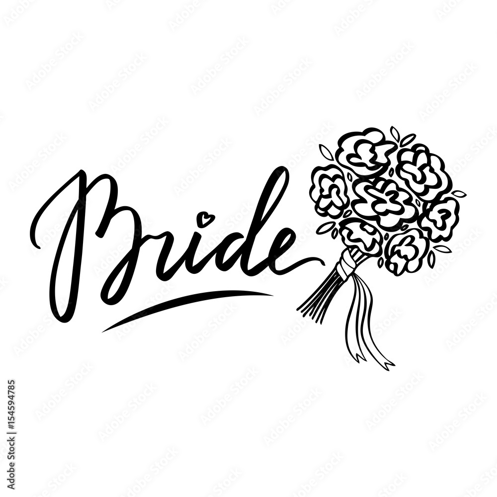 Handlettering vector of word bride. Wedding design element Stock