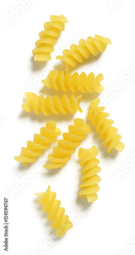 Rotini, Spiral Screw Shaped Pasta on White Background photo