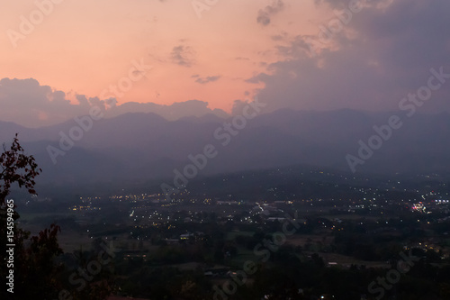 Sunset above Pai buddha temple