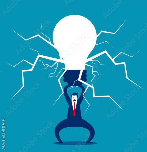 Businessman electricity to power up idea. Concept business idea vector illlustration.