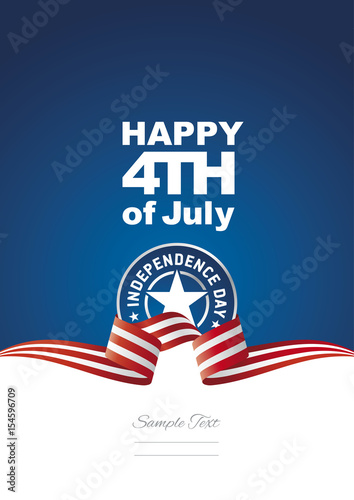 Happy Independence Day USA ribbon blue background