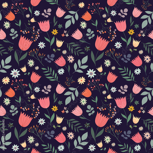 Wallpaper Mural Decorative seamless pattern with flowers, vector design Torontodigital.ca