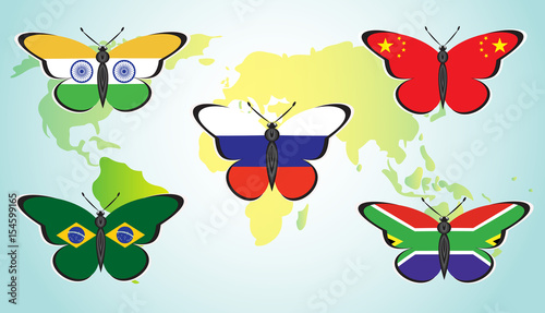 Butterflies with flags of countries