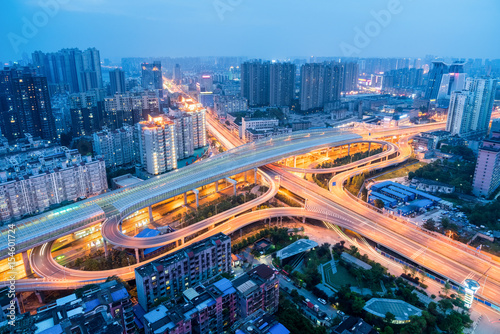 wuhan city interchange in nightfall © chungking