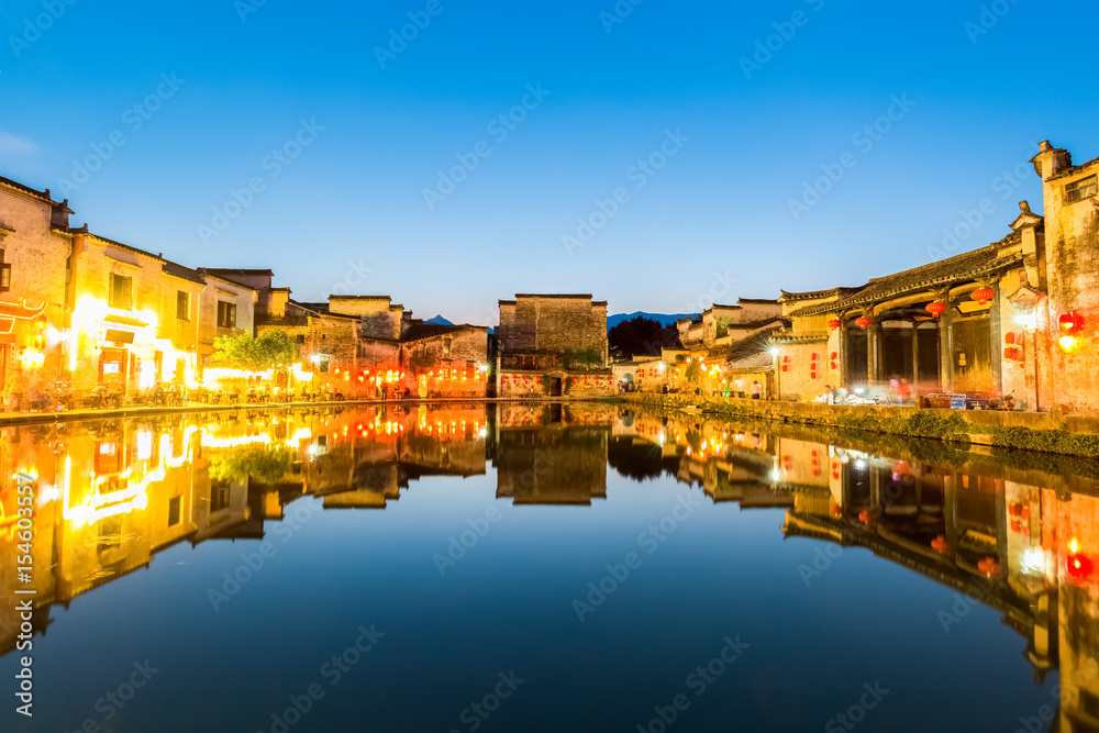 chinese ancient villages at night