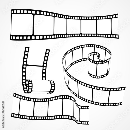 3d film reel strip vector set