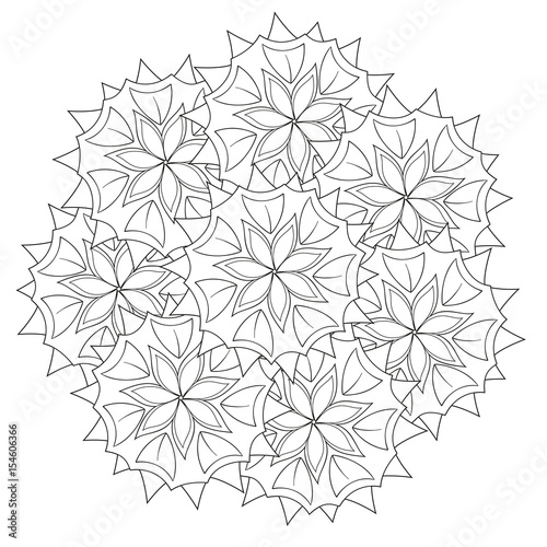 Black and white floral pattern for coloring book in doodle style. Vector elements for design. Good for art therapy, zentangle-style meditation and design of wrapping and textile.