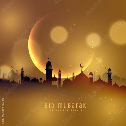 awesome eid festival background in golden theme