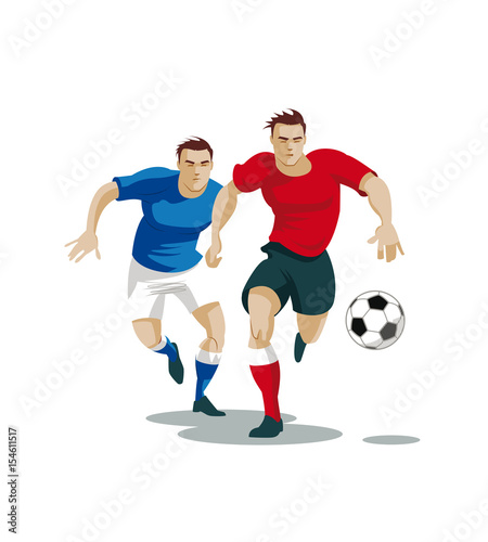 Players are fighting for the ball. Vector Illustration © maxutov