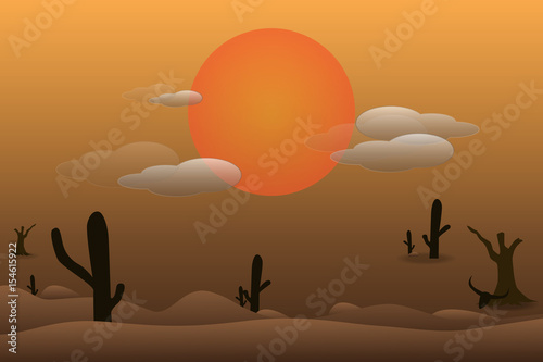 Cartoon desert landscape, wild west illustration EPS 10.