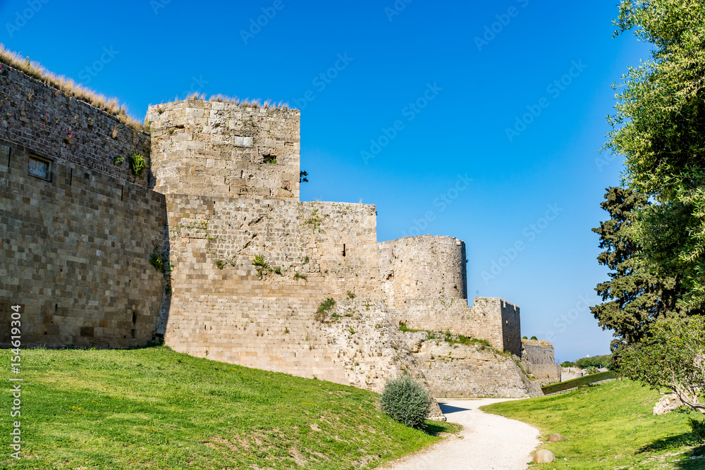 Astonishing walls of Rhodes old town, Rhodes island, Greece