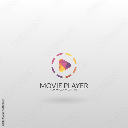 Movie player logo. Polygonal player logotype 