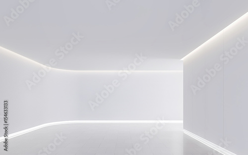 Wallpaper Mural Empty white room modern space interior 3d rendering image.A blank wall with pure white. Decorate wall with horizon line pattern and hidden light Torontodigital.ca
