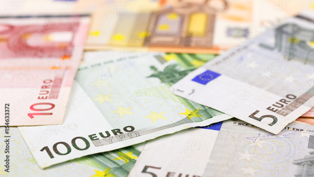 Close-up of European euro, money background.