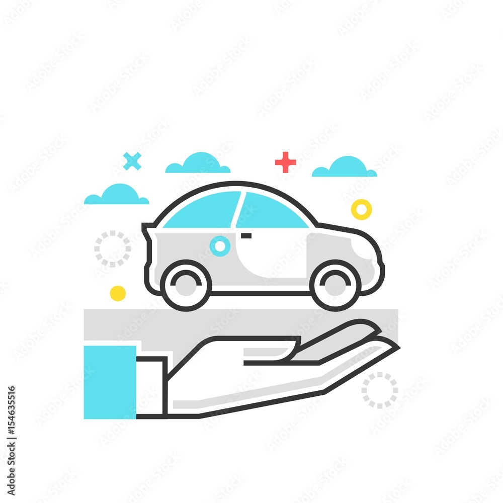 Color box icon, car protection illustration, icon