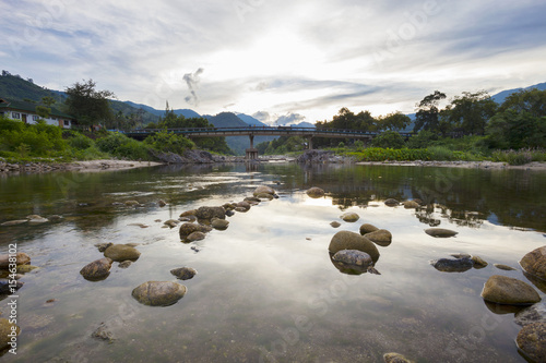 the bridge,landscape of kiriwong the best ozone village in nakhon si thamarat Thailand. photo