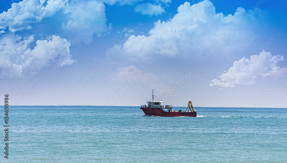 Fishing boat  ,blue sky and sea
