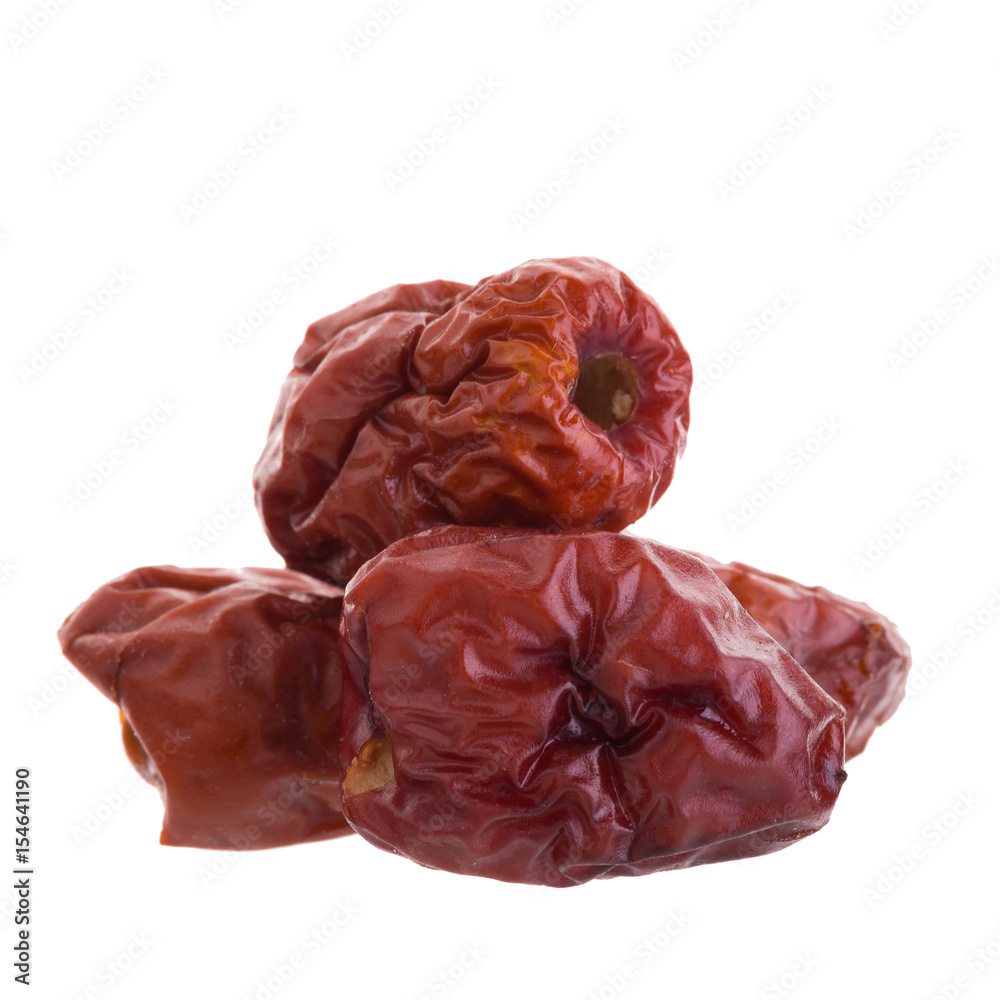 Dried jujube fruits chinese herbal medicine on a white background Dried jujube fruits chinese herbal medicine on a white background