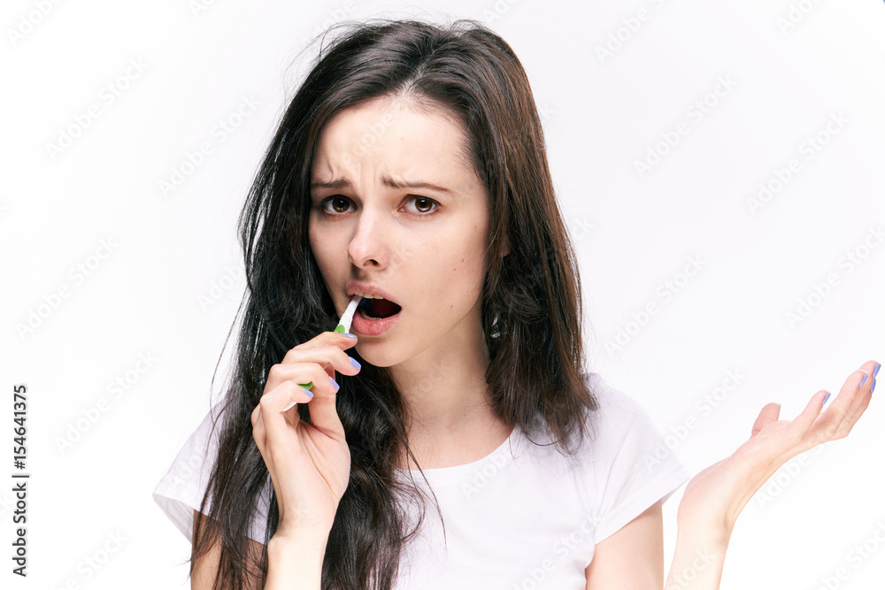 woman, hygiene, toothbrush