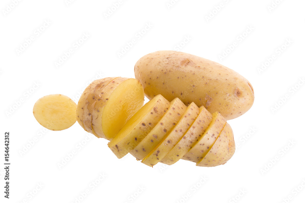 Sliced potatoes isolated on a white background Sliced potatoes isolated on a white background