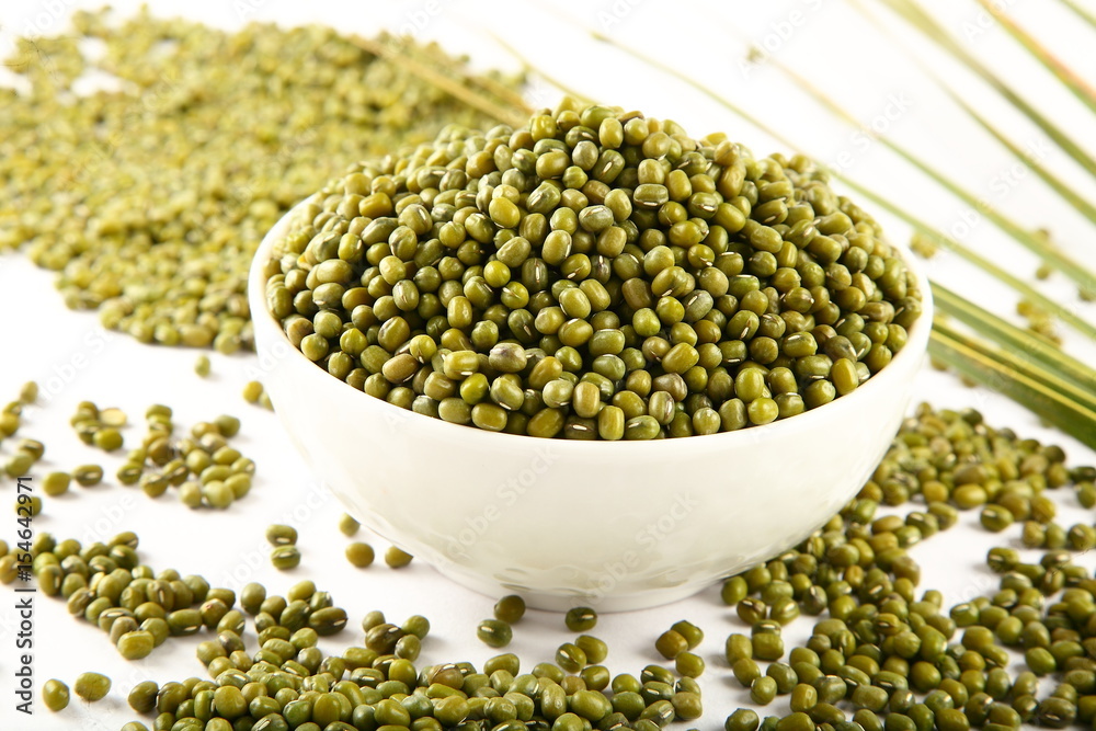 Bowl of unpolished mung beans or green gram, Bowl of unpolished mung beans or green gram,