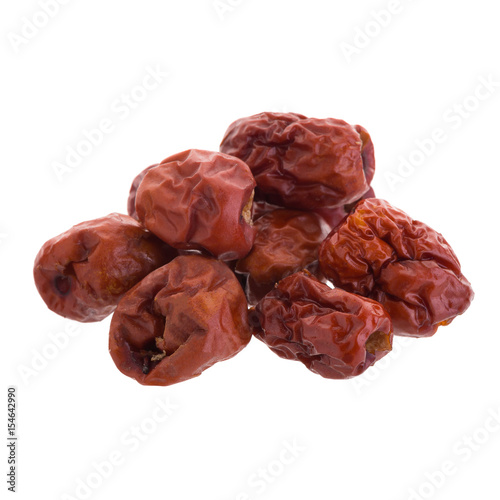Dried jujube fruits chinese herbal medicine on a white background