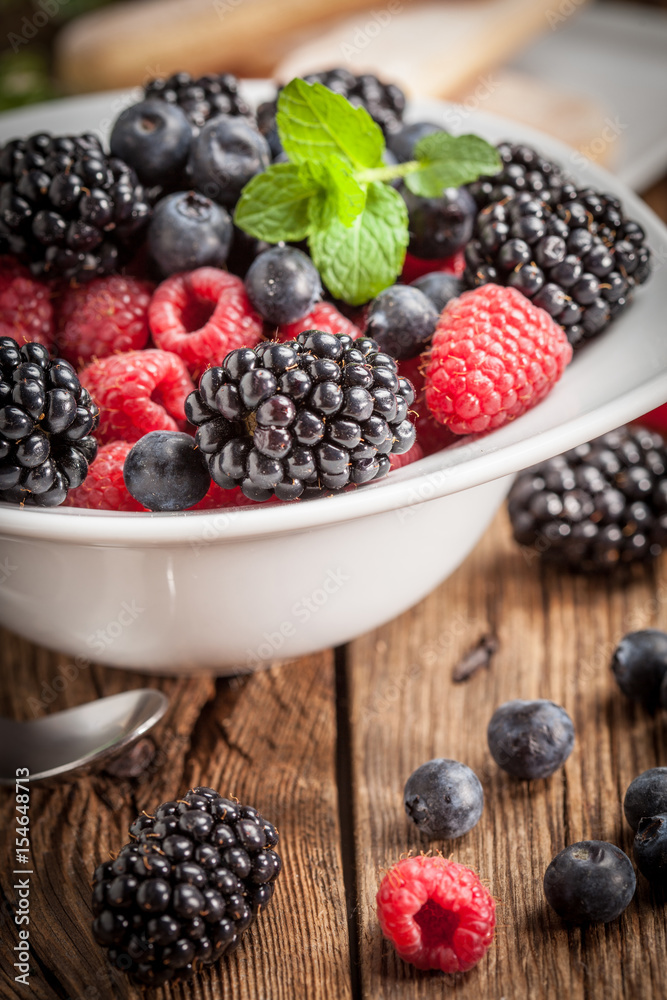 Mix of berries in a bowl. Mix of berries in a bowl.