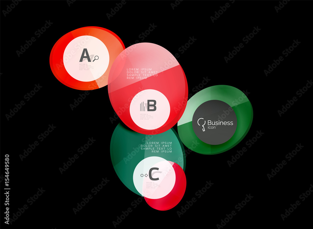 Glass color circles - infographic elements on black Glass color circles - infographic elements on black