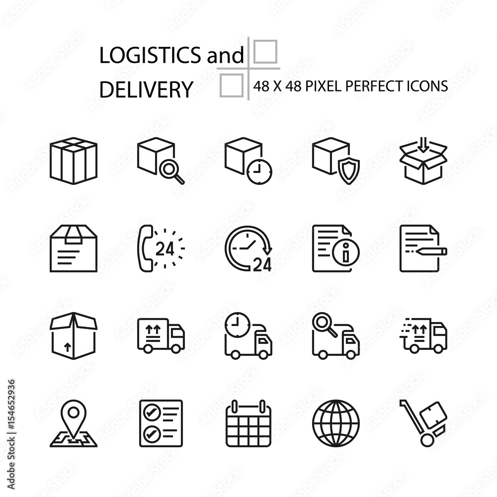 LOGISTICS and DELIVERY vector line 48x48 Pixel Perfect Icons LOGISTICS and DELIVERY vector line 48x48 Pixel Perfect Icons