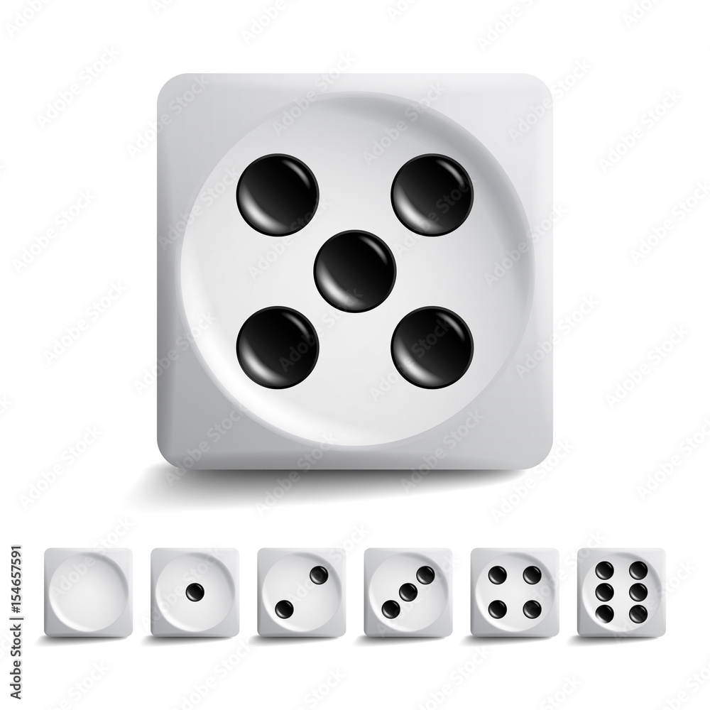 Playing Dice Vector Set. Different Variants Game Cubes Isolated. Aauthentic Collection Icons In Realistic Style. Gambling Dice Rolls Concept.