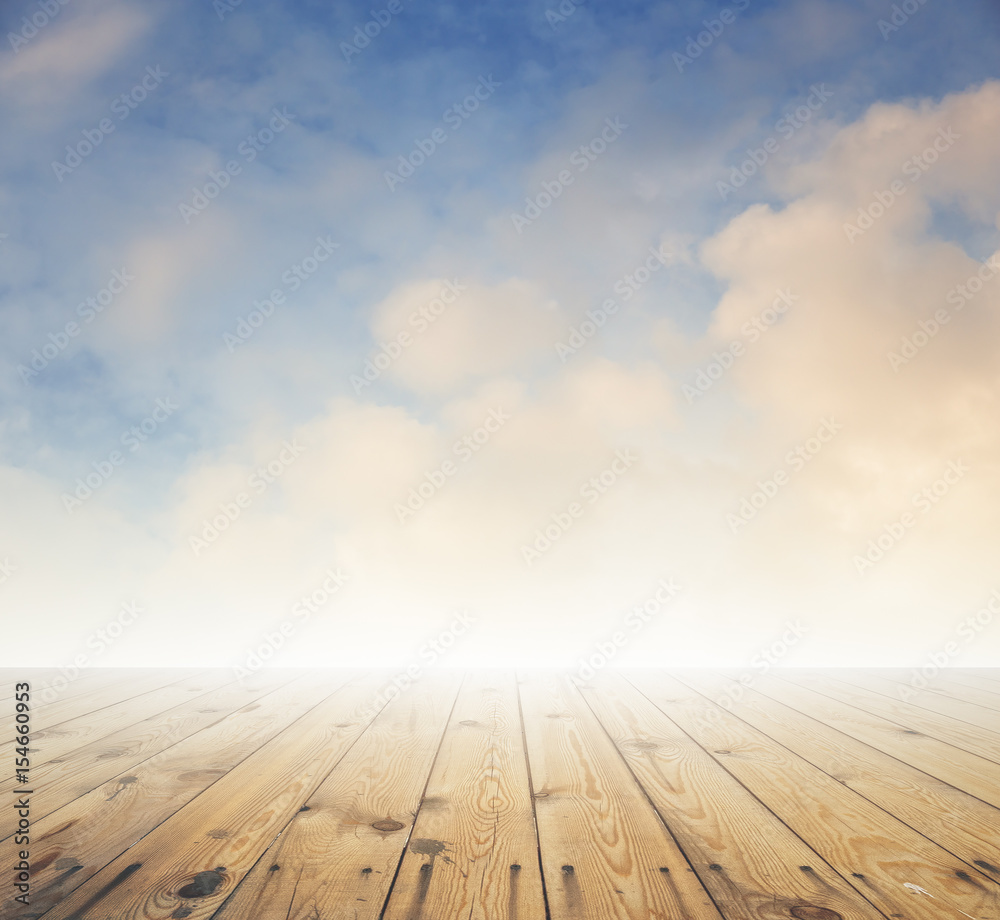 sky and wooden floor sky and wooden floor