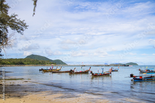 long tail boat in the sea