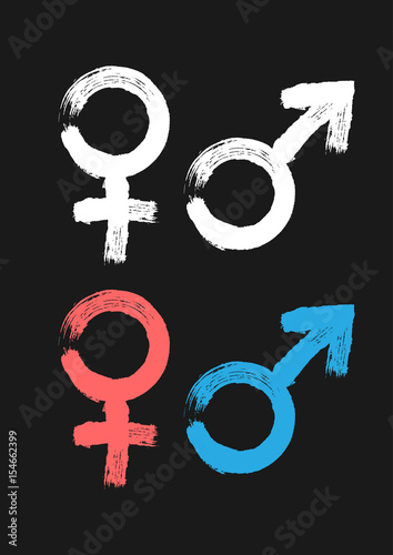 Male and female symbol. Painted by hand rough brush.