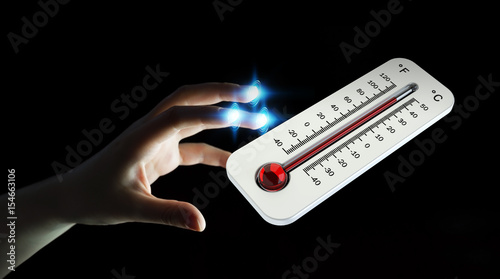 Businessman checking the temperature rise 3D rendering